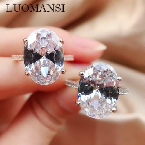 Luomansi 10*14 Oval Diamond Woman Ring 100%-S925 Sterling Silver Fine Jewelry Wedding Engagement Cocktail Party