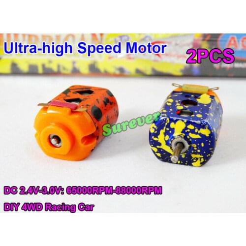 2pcs/Pair Mini 130 Motor DC 2.4V-3V 60000RPM Ultra-high Speed DIY RC Toy 4WD Slot Racing Car