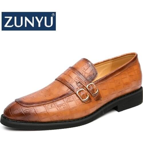 ZUNYUMisalwa Pointed Toe Men Shoes Oxfords Male Business Wedding Dress Loafers Italian Style Driving Casual Shoes Size 38-48