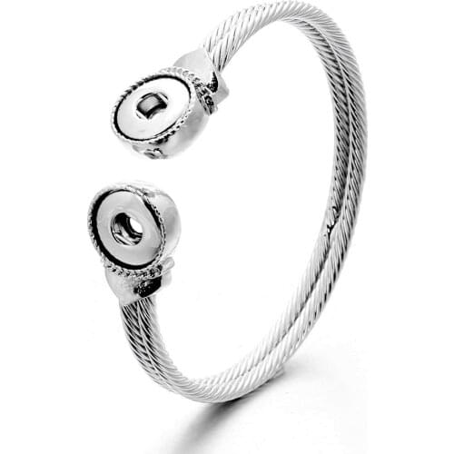 Newest Snap Bracelet Fit 12mm Snap Button Jewelry Real Stainless Steel Cuff Bracelet Unisex DIY jewelry Gifts ZE260