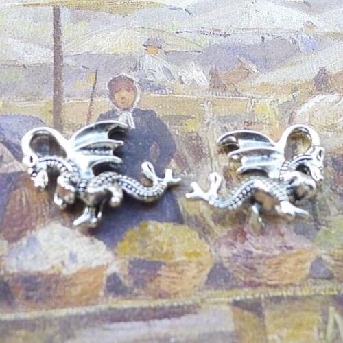 Newest 15Pieces 21*15mm Mixed Alloy Antique Silver Color Fashion Dragon Charms Necklace Pendant Accessory For DIY Jewelry Making