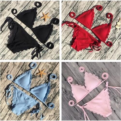 2020 New Sexy Women Low Waist Bikini Swimsuit Swimwear Female Bandeau Thong Brazilian Biquini Bikini Set Bathing Suit Bather
