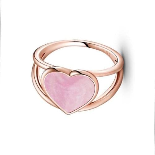 2021 Valentines Day New Rose Gold Ring Pink Big Love Ring Womens Jewelry Fashion Womens Engagement Anniversary Gift