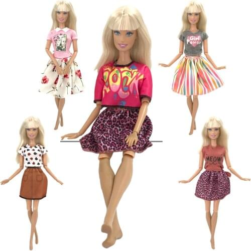 NK Newest 5 Pcs/Set Mix Doll Casual Dress Daily Noble Clothing Top Fashion Dress For Barbie Accessories Doll Child Girl Gift 6X