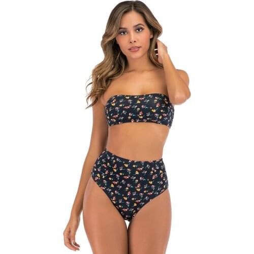 New Swimsuit Women Bikini 2021 Flame Print Bra and Briefs Sexy 2 Piece split Bikini Biker Girl Bikini Suit Briefs sexy swimsuit