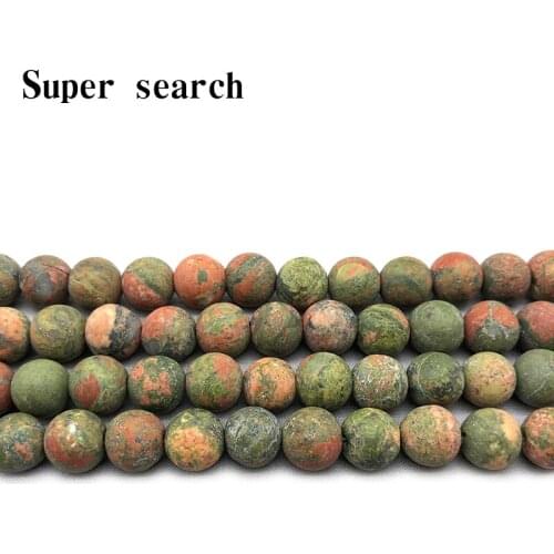 Wholesale 4 6 8 10 12mm matte Natural agata Unakite stone flower green Round loose Beads 15" DIY jewelry making for bracelet