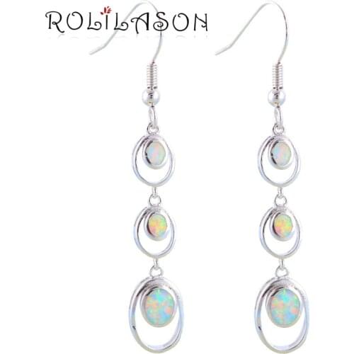 Simple gorgeous gifts Wholesale & Retail White Fire Opal Silver Stamped Drop Earrings Fashion Jewelry Opal Jewelry OE432