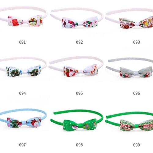 Xmas Hairbands Headbands Alice Hair Head Band Hoop Christmas Bows Girl Lady Fully Lined Ribbon Winding Headwear 20pcs FG123