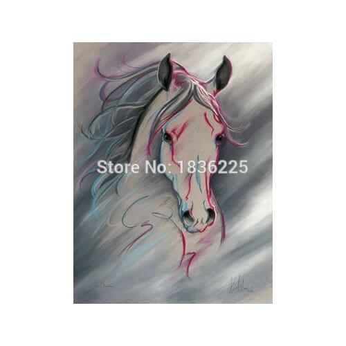 Hand Painted Best Quality White Horse Oil Painting on Canvas for Home Decoration in Living Room and Bedroom