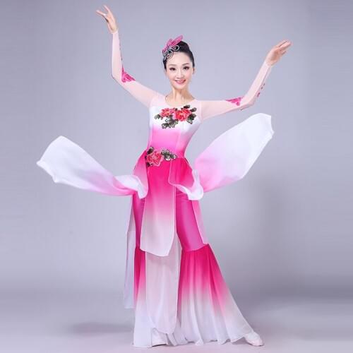 Stage dance wear Chinese folk dance costume clothing national ancient fan dance traditional Chinese dance costumes FF1966