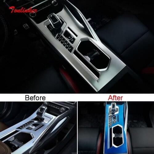Tonlinker Interior Car Gear Panel Cover stickers For Geely SX11 Coolray 2018-20 Car Styling 1 PCS Stainless Steel Cover stickers