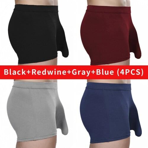 4PCS/LOT Men Underwear Boxer Breathable Male Pants Fashion Underpants Cueca Tanga Hombre Calzoncillo U Convex For Gay