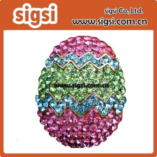 High Quality 45mm Gold Pink Rhinestone Spring Easter Egg Pendant
