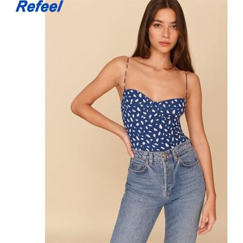 France Adjustable Spaghetti Straps chiffon Women Crop Top Chic leopard navy blue Camis Sexy Tank Top