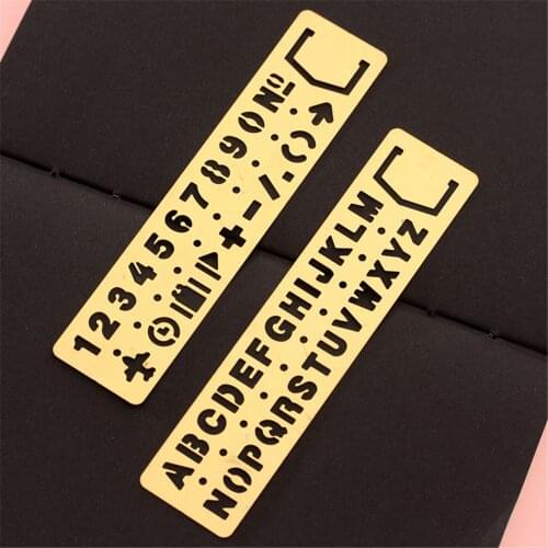 1pc Metal Hollow Straight Ruler Number Letter Pattern Bookmark Kawaii Stationery Papeleria Metal Drawing Template Measuring Tool
