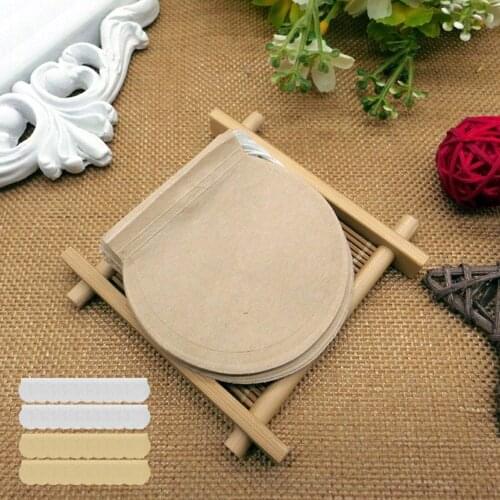 Behogar 100pcs Tea Filter Bag Disposable Round Natural Wood Pulp Paper Bags with Drawstring for Loose Leaf Tea Coffee 6cm