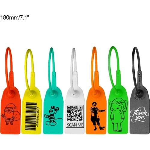 100Pcs Custom Logo Tag Plastic Disposable Printed Garment Security Hang Tag Clothing Shoe Bag Brand Gift Label Tags 180mm/7.1"