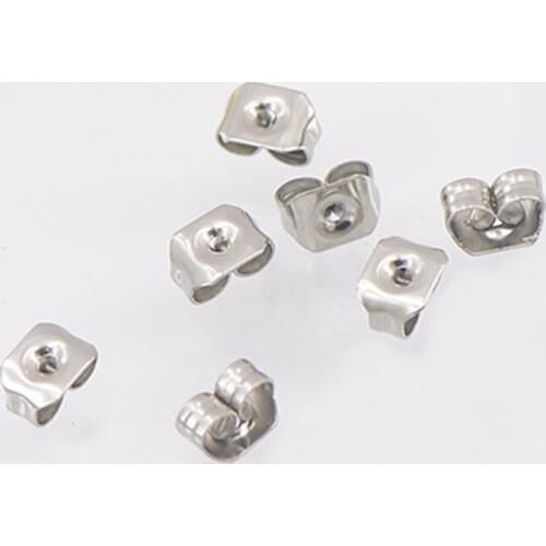 SEA MEW 100PCS 4.5*6mm Earrings Set Stainless Steel Earring Backs Stopper Stud Earring Plugs Components Brincos Jewelry Findings