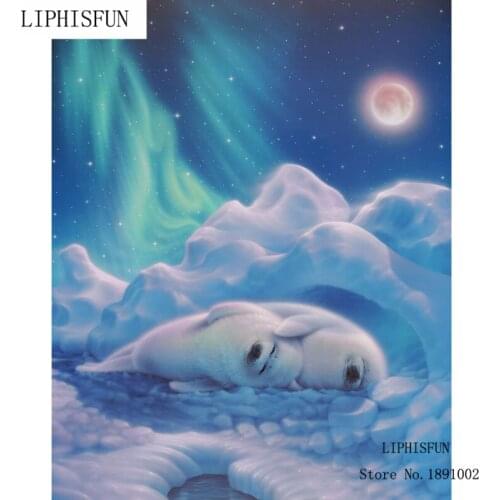 5D DIY Full Square Drill Diamond Painting Cross Stitch Sleeping Sea Lions Embroidery Rhinestone Home Decor