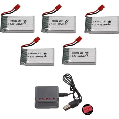 3.7V 1800mAh lipo Battery with 5in1 Charger for SYMA X5 X5S X5C X5SC X5SH X5SW X5UW X5HW RC Drone Spare Parts 3.7v Battery XH4.0