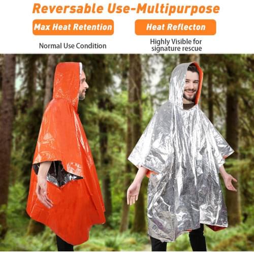 Emergency Blankets and Mylar Rain Poncho Survival Gear and Equipment Tough Waterproof Camping Outdoor Blanket