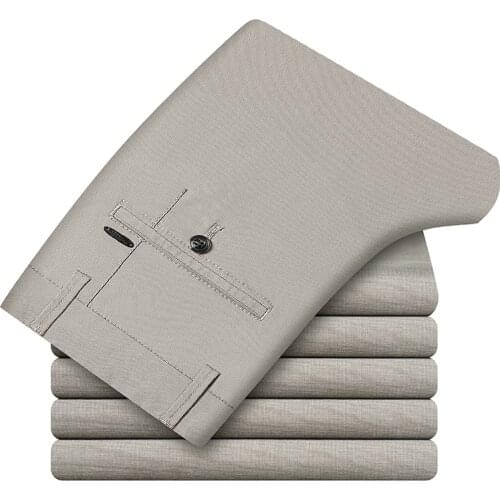 High Quality Linen Stretch Thin Suit Trousers MenS Business High Waist Loose Straight Casual Pants 2021 Spring And Summer New