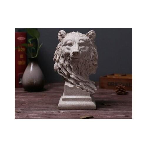 Household soft outfit out to restore ancient ways animal Wolf cat head study TV cabinet model desk sculpture crafts statue home