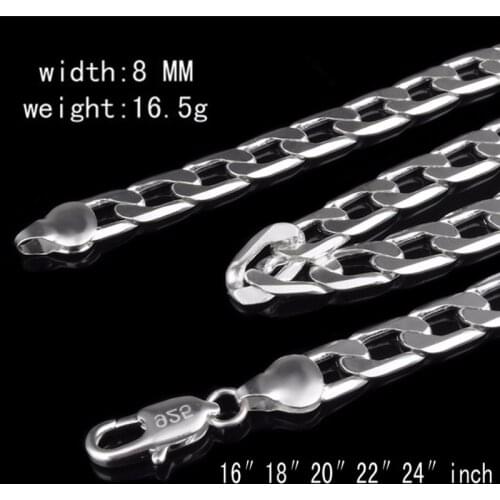 1.5mm /8mm 16-30inch Sterling Silver Classic Unisex Wedding Party Fine Jewelry Sideways Figaro Clavicular Chain Necklace