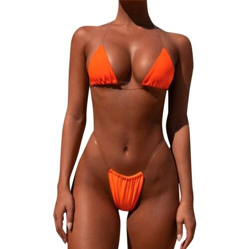 Summer Swimsuit Bikini Set Push-Up Brazilian Swimwear Clear Sling Bandage Bra Top G-String 2021 Female Swimwear biquinis A40
