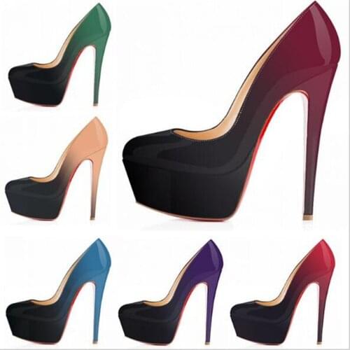 LOSLANDIFEN Spring Women Pumps PU Slip On 14CM Thin Heels Round Toe wedding Party OL Office High Heels Woman shoes