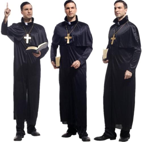 Adult Man Cosplay Clothes Clergy Gods Father Priest Costumes Christmas Carnival Halloween Masquerade Cos Fancy Dress Clothing