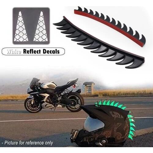 Rubber Dirt Biker Motocross Mohawk Biker Helmet Mohawks Spikes Motorcycle Helmet Mohawk Sticker（ 5 Color Reflective