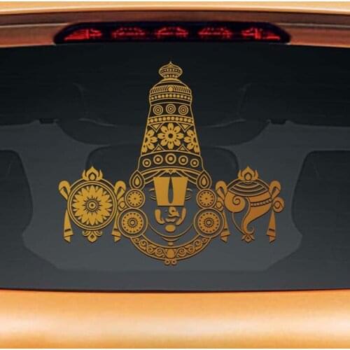 Tirupati Balaji Hinduism Symble Om Sign Design Tattoo Car Sticker Window Wall Decal Murals Rear Sliver/gold/black L1159