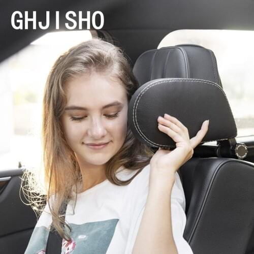 New Car Neck Pillows Leather Head Support Protector Telescopic Support Side KidsUniversal Headrest Backrest Cushion Easy Install