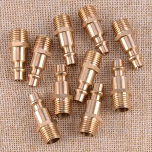New 10PCS Solid Brass 1/4" NPT Male Plug Air Hose Connector Quick Pneumatic Fitting Industrial Air-operated Tool Compressor Set
