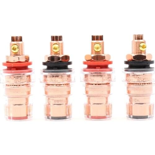 4pcs 1:1 replacement CMC-858-S-CU-R pure copper 99.998% Binding posts speaker connectors