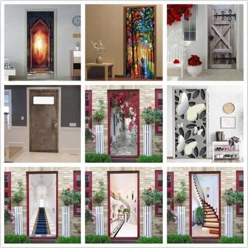 Magic Fire Stickers on the Doors PVC DIY Self-adhesive Waterproof Poster Wall Art Mural Decals Home Decoration autocollant porte