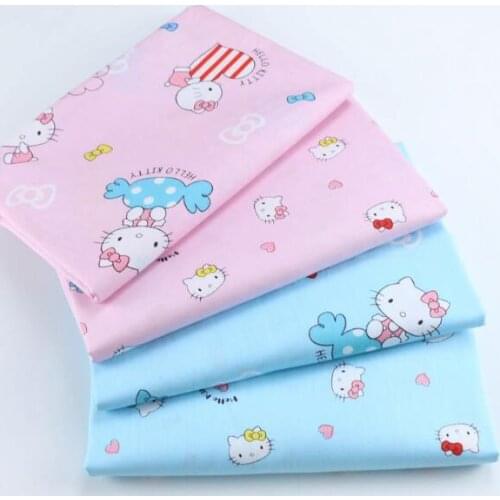 Cat Animals Cartoon Twill Printed 100% Cotton Fabric For Baby Sewing Quilting Fat Quarters Child DIY Patchwork Fabric Pink Blue