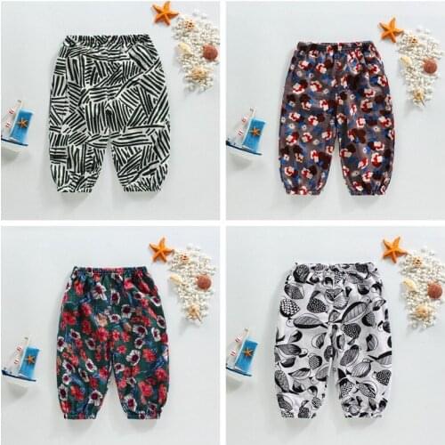 Spring And Summer Hot Style Children Pants Cotton Print Breathable Pants Baby Air Conditioning Mosquito Pants