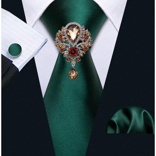 Blue Fashion Paisley Silk Tie Rhinestone Brooches Men Wedding Tie Hanky Set Barry.Wang Design Solid Neckties For Men Gift Party