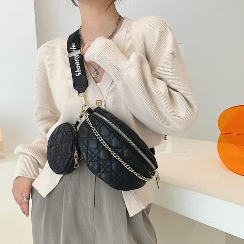Quilted Shoulder Bag With Coin Purse Womens Fanny Pack Plaid Leather Waist Bag Trend Crossbody Chest Bag Handbag Femme Belt Bag