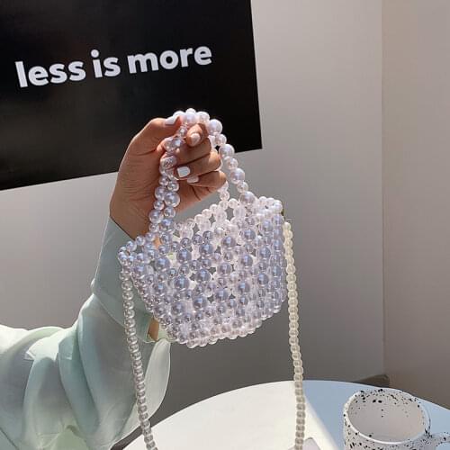 Acrylic Crystal Beaded Shoulder Bags Women New Handmade Fashion Beads Small Clutch Handbag Girls Transparent Beach Bag Holiday