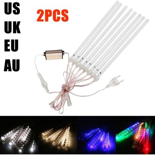 2X 30cm LED Meteor Shower Rain Light 8 Tubes LED Chain Lights Snowfall Outdoor Waterproof Holiday New Year Christmas Tree Decor