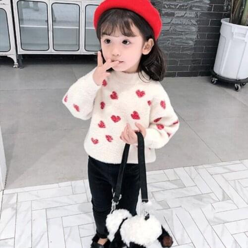 Girl Sweater Kids Baby Toddler Tops 2021 Sweetheart Thicken Warm Winter Autumn Wool Knitting Cashmere Christmas Children Clothin