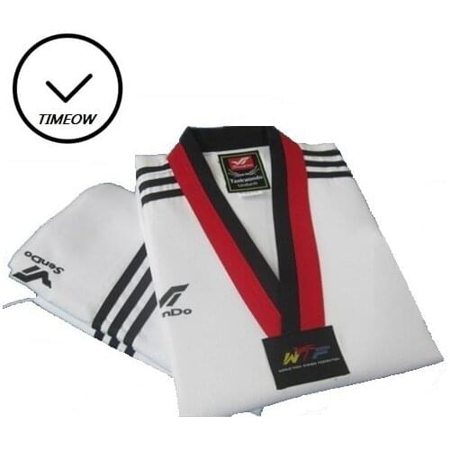 TIMEOW 55% Cotton Taekwondo Dobok 3 Stripe Uniform Clothes Professional Karate Suit Dedicated suit for Child and Adult