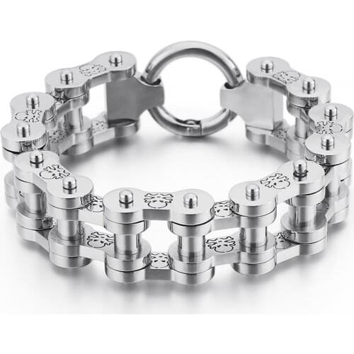 Stainless steel cycling trend bracelet European and American personality men titanium steel skull motorcycle accessories