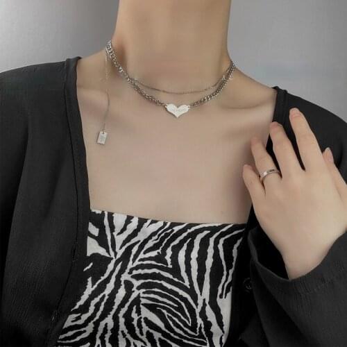 U-Magical Punk Sweet Multlayer Love Heart Mix Chunky Chain Chokers Necklace for Women Letter Asymmetry Necklace Jewellery