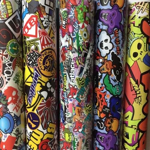 50*300CMSticker bomb Vinyl Wrap StickerBOMB Adhesive Cartoon Skull JDM Printed Racing Motorcycle Bike Scooter Bomb Wrapping Film