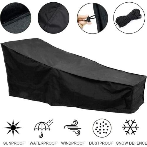200X68X70cm Black Lounge Chair Cover Waterproof Heavy Duty Furniture Cover For Outdoors Courtyard Accessories Dust Cover