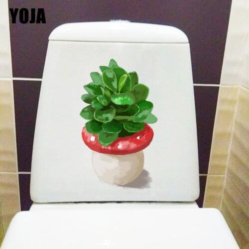 YOJA 13.5X22.5CM Hand Painted Green Pot WC Decor Toilet Sticker Cute Flesh Kids Room Wall Decal T1-1734